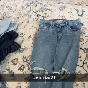 Levi's Women's Distressed Blue Straight Leg Jeans